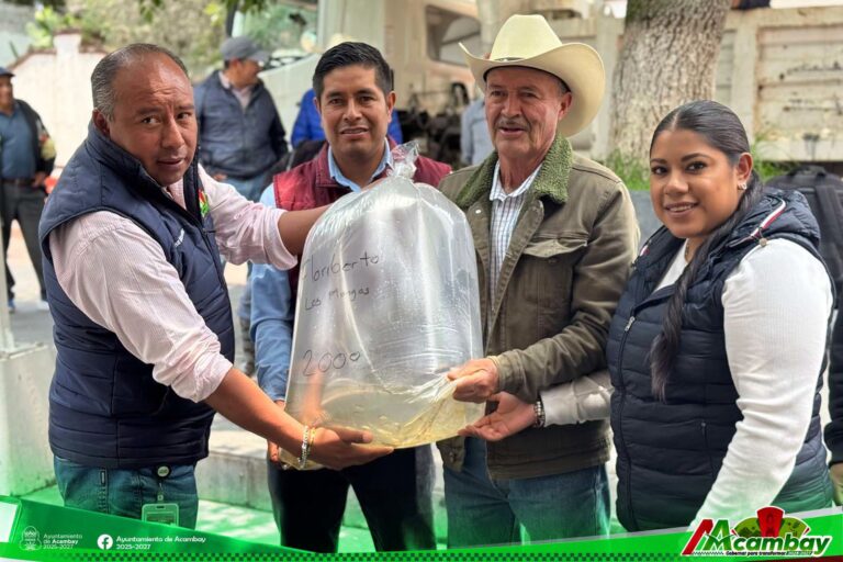 Impulsa Acambay producción acuícola con entrega de 500 mil alevines.